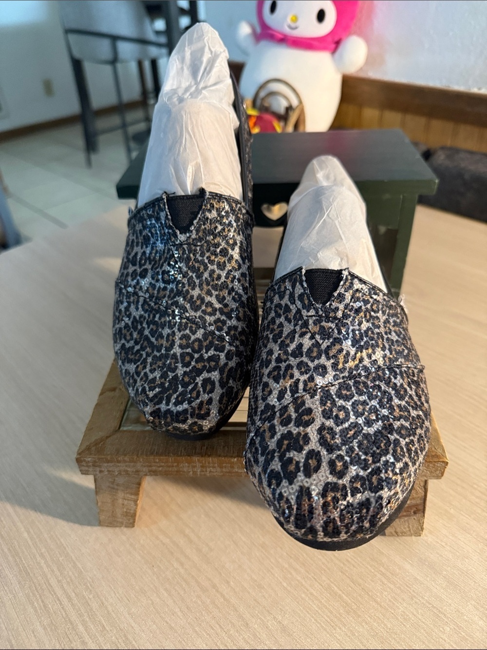 Toms Women’s Classic Panthers Leopard Print Flats - Black, Silver and Tan
